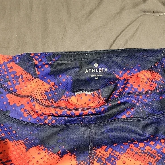 Athleta Vibrant Orange and Blue Leggings - Picture 2 of 13